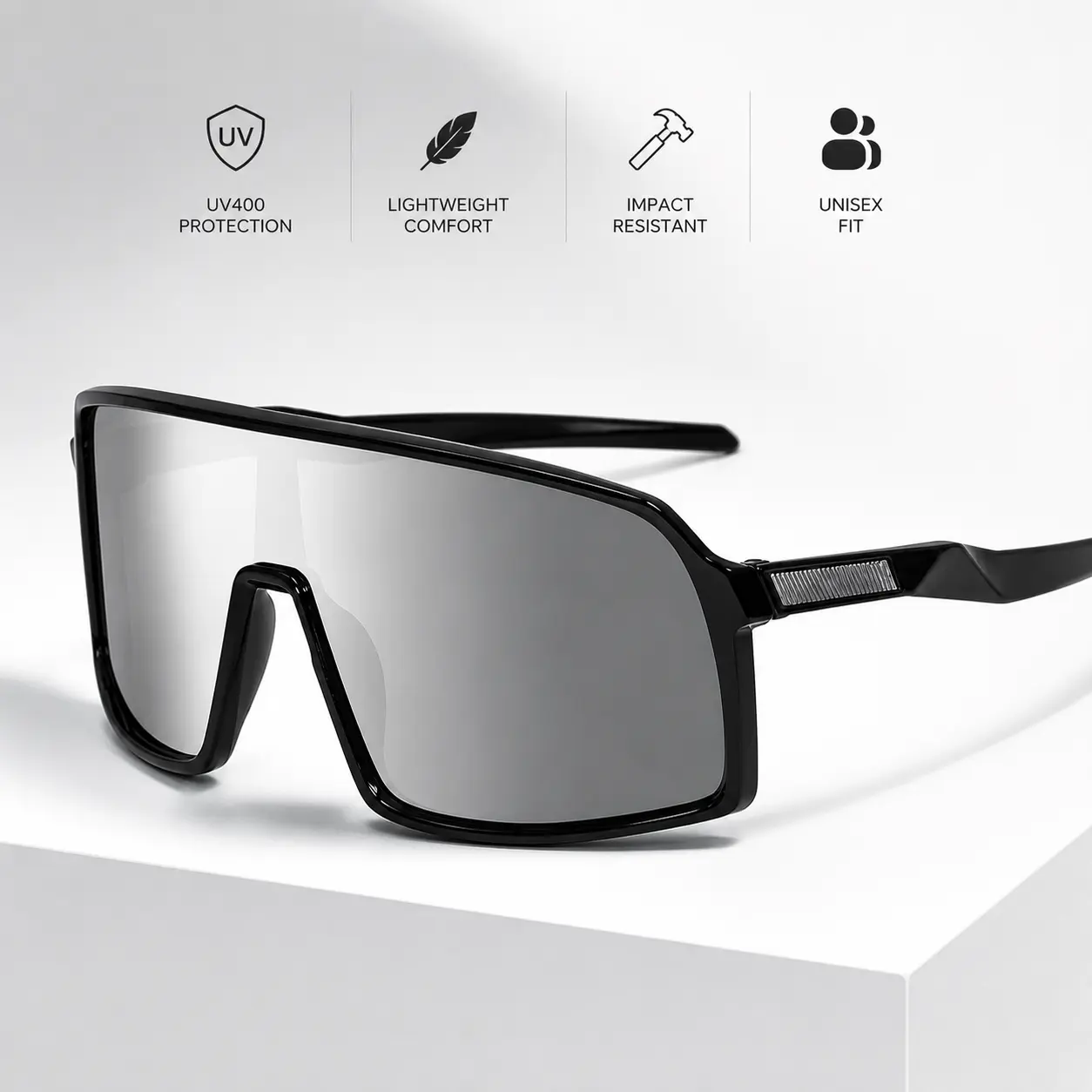 Polarized Sports Sunglasses for Men | UV400 Protection Lightweight Non Slip Shield Sun Glasses for Cycling Running Baseball Driving Fishing