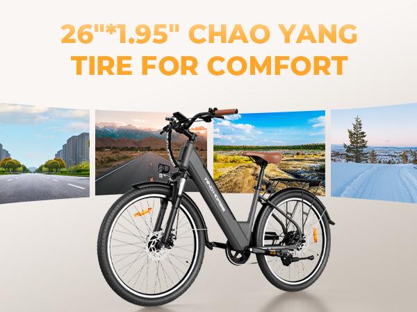 Windhorse F2 26" High-Power Commuter Electric Bike for Adults with 750W Peak Motor, 20MPH & 50 Miles Range, 468WH Removable Battery, 7-Speed Commuter Ebike with Suspension, powerful e bike