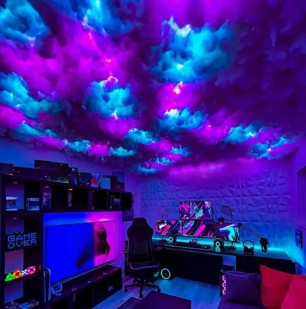 Cloud LED Color-Changing DIY Set (1 Set) – Ceiling, Floor, Desk Lamps for Gaming Room, Interior Design Ideas, Bedroom Living Room Decor