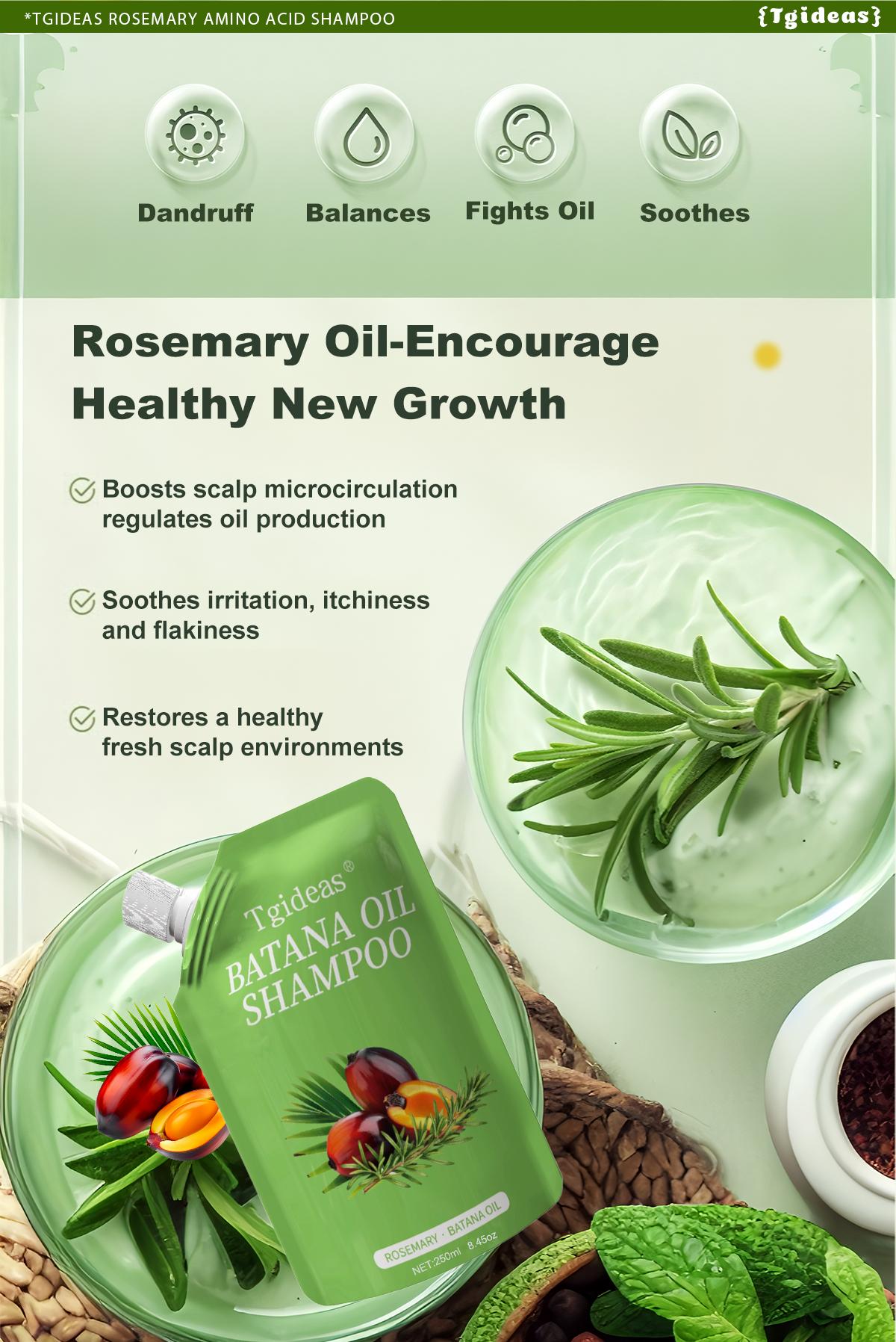 Tgideas Rosemary Batana Oil Shampoo - Promotes hair growth, strengthens hair strands, cleanses hair, contains natural extracts to care for hair, daily hair care 250ml (8.45oz).