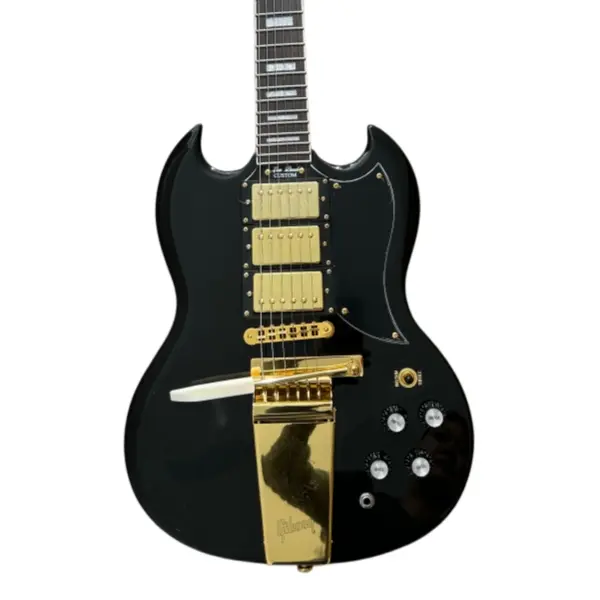 Custom SG Electric Guitar with Gold Hardware, Mahogany Body, Rosewood Fretboard, and Black ABR-1 Bridge