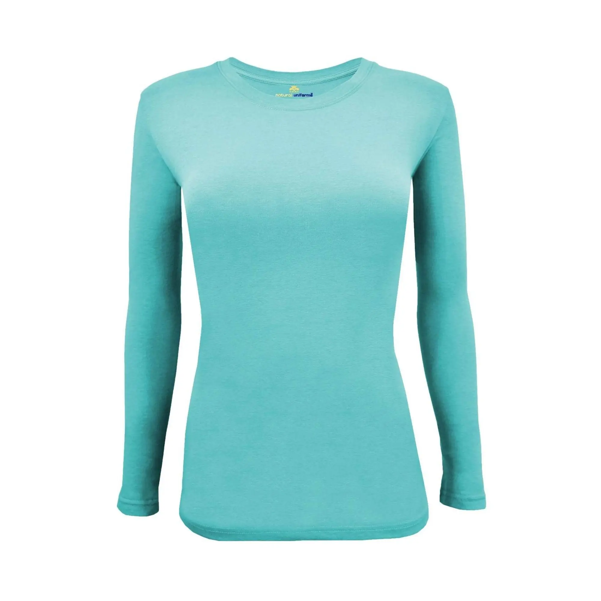 Natural Uniforms Women’s Long Sleeve Underscrub T-Shirt – Soft Cotton Stretch Crew Neck Layering Top for Nurses (7160)