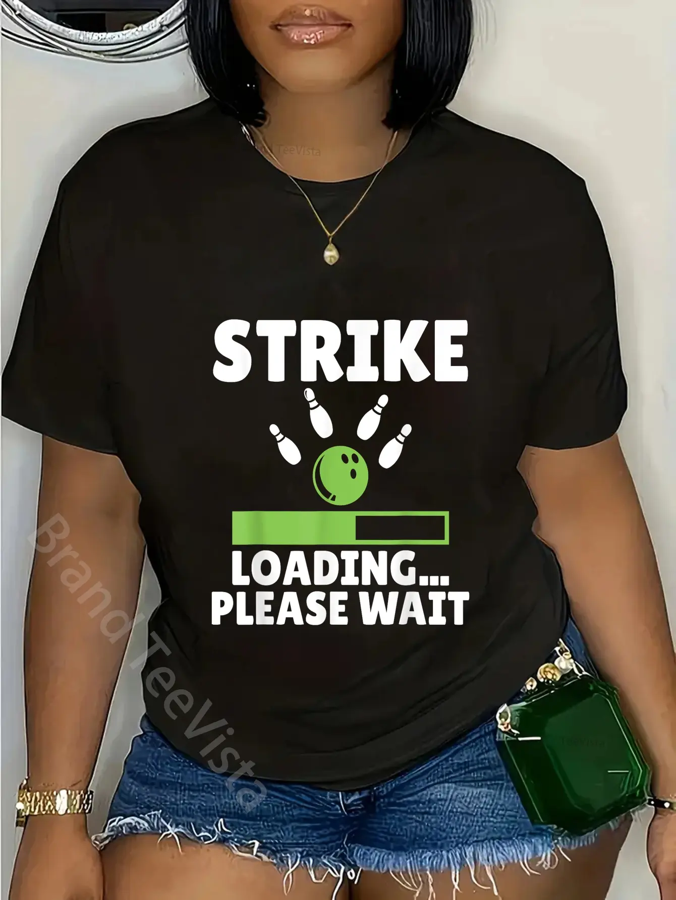 100% Cotton Strike Loading please wait Bowling Team Bowler T-Shirt