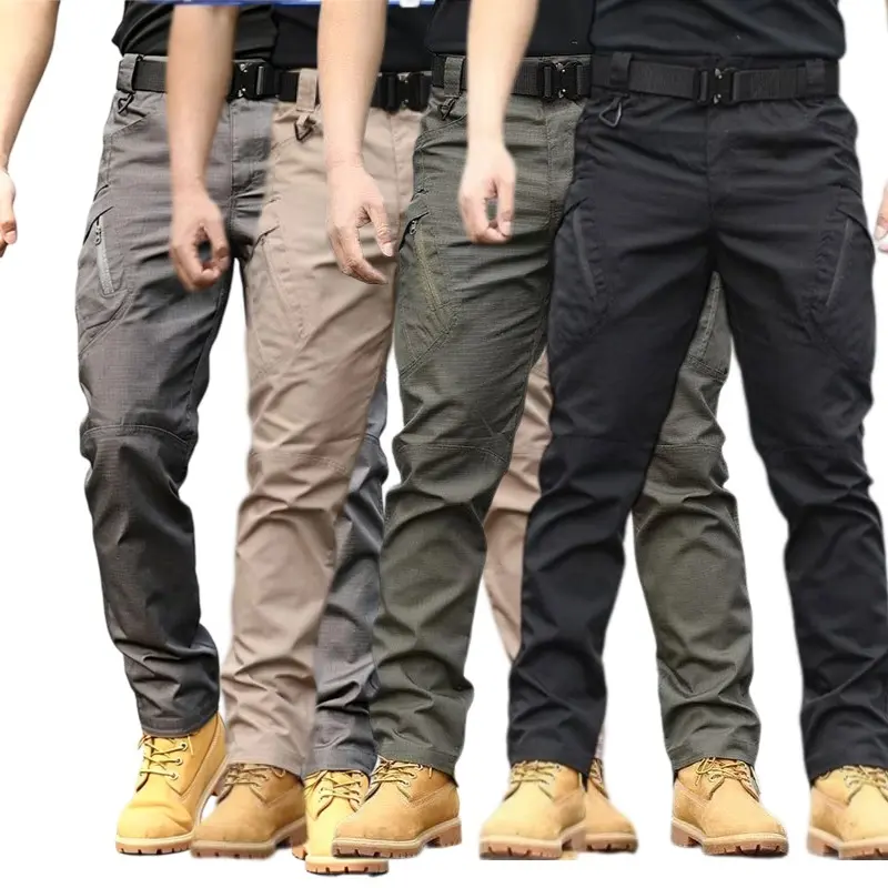 Men's Tactical Cargo Pants 2-4pcs Multi-Pocket Elastic Waistband Solid Beige Breathable Comfy for Construction Hiking Exploring Spring Fall Waterproof Training 511 Tactical Pants Menswear Plain Belt Big Outdoor Small Trouser Operator Trouser pants for men