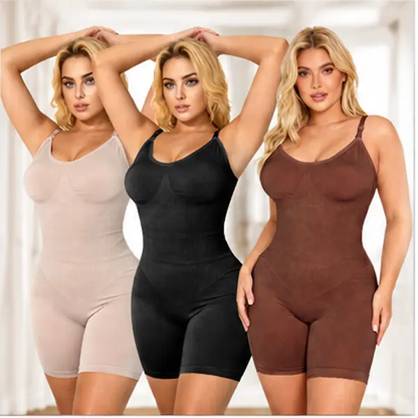 Sculpting Shapewear Bodysuit for Women, Seamless Mid-Thigh Body Contouring with Tummy Control, Adjustable Straps & Front Closure, Shaping Shapewear, Strappy Back, Bodysuit Shapewear
