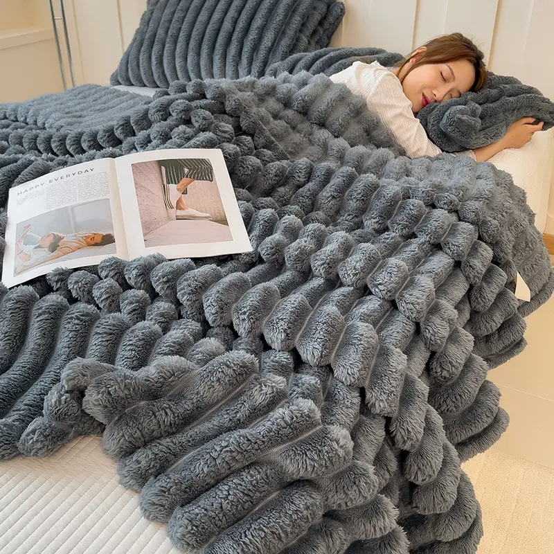 SummerVibes Fluffy Faux Fur Blanket – Ultra Soft Thick Plush Throw, Cozy Warm Blanket for Bed, Sofa, Travel, Camping & Home Decor
