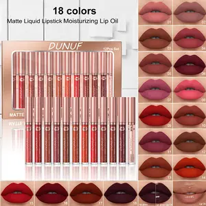 18Pcs Blur Matte Lipstick Set Long Lasting Makeup Buildable Glossy Lip Glaze Waterproof Moisturizing No Stick Cup Lip Glossy Smooth Not Easy To Fade Cosmetic