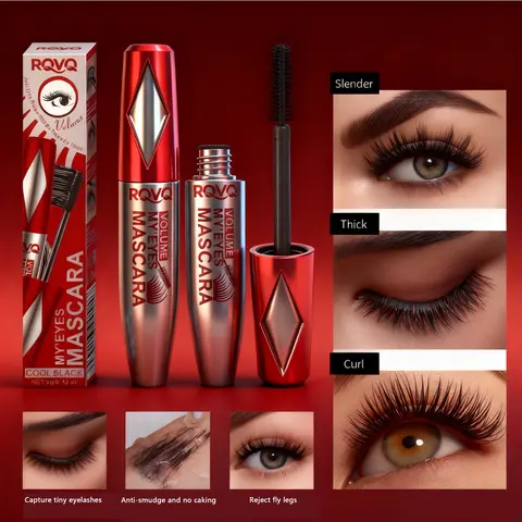 Mascara Silky Buildable Formula 24HR Lift Slender Thick Curl Anti-smudge No Caking Reject Fly Legs