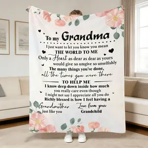 2026 Mother's Day Gift for Grandma Soft Cozy Flannel Blanket Heartfelt Sentimental Keepsake Plush Throw Warm Blanket for Grandmother from Grandchild Granddaughter & Grandson