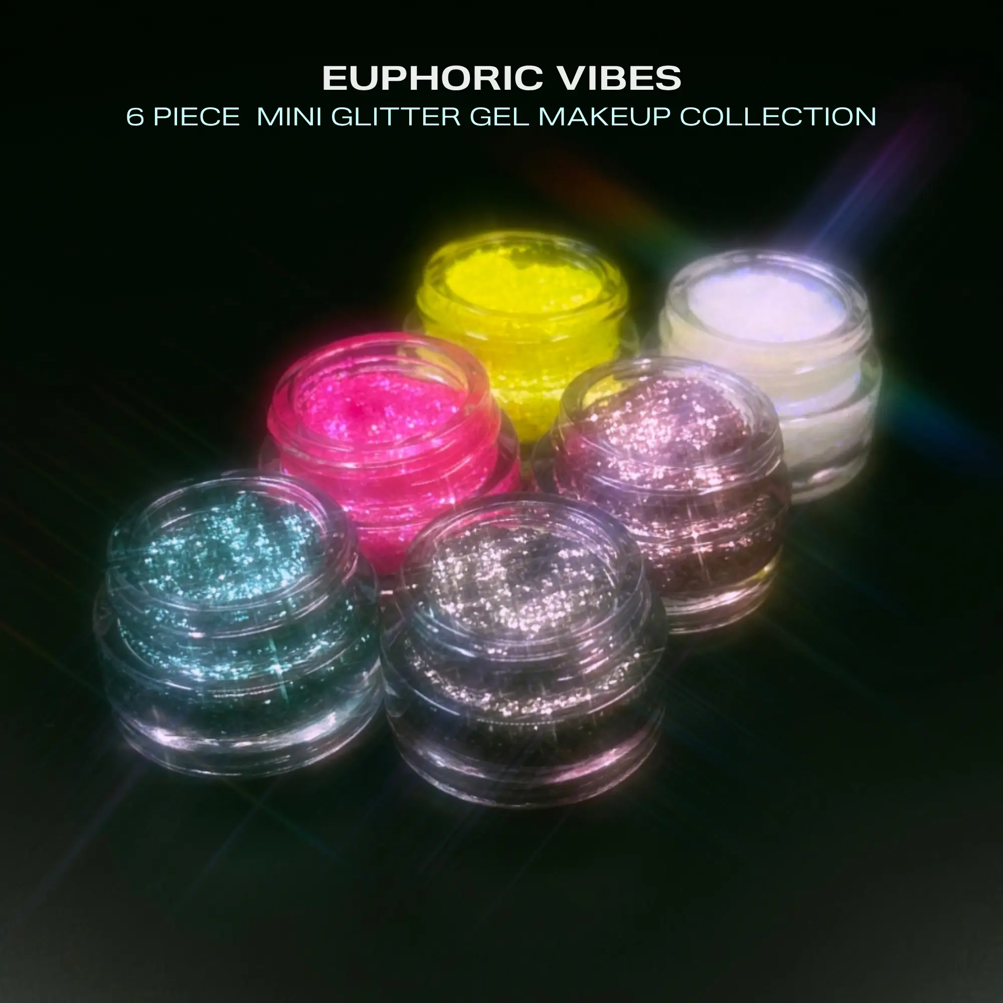 Lemonhead LA SPACEPASTE Euphoric Vibes | 6-Piece Mini Glitter Gel Collection as Seen on Euphoria | Glitter Shades Worn by Rue, Jules, Cassie, Maddy & Nate