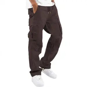 HYPESTFIT Men's Cargo Pants Drawstring Casual Hiking Pants Jogging Pants Sports Pants Pure Cotton Loose Straight Leg Men's Sports Pants