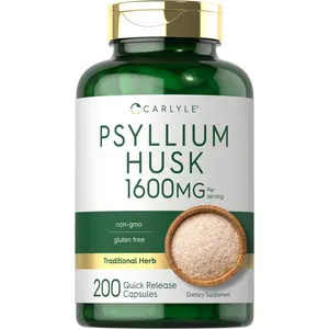 Carlyle Psyllium Husk Capsules 1600mg | 200 Count | High Potency Fiber Supplement | Non-GMO, Gluten Free