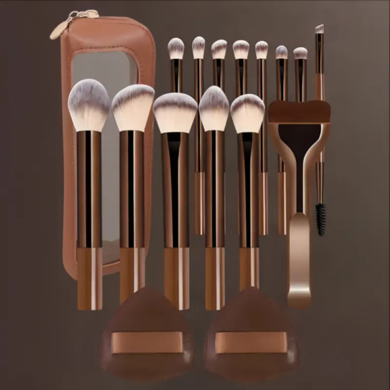 14pcs Professional Makeup Brush Set with Bag, Cosmetic Brush Set, Metal Frame, Eyeshadow, Blush, Foundation Brushes, Ideal for Women & Girls, Brush Kit
