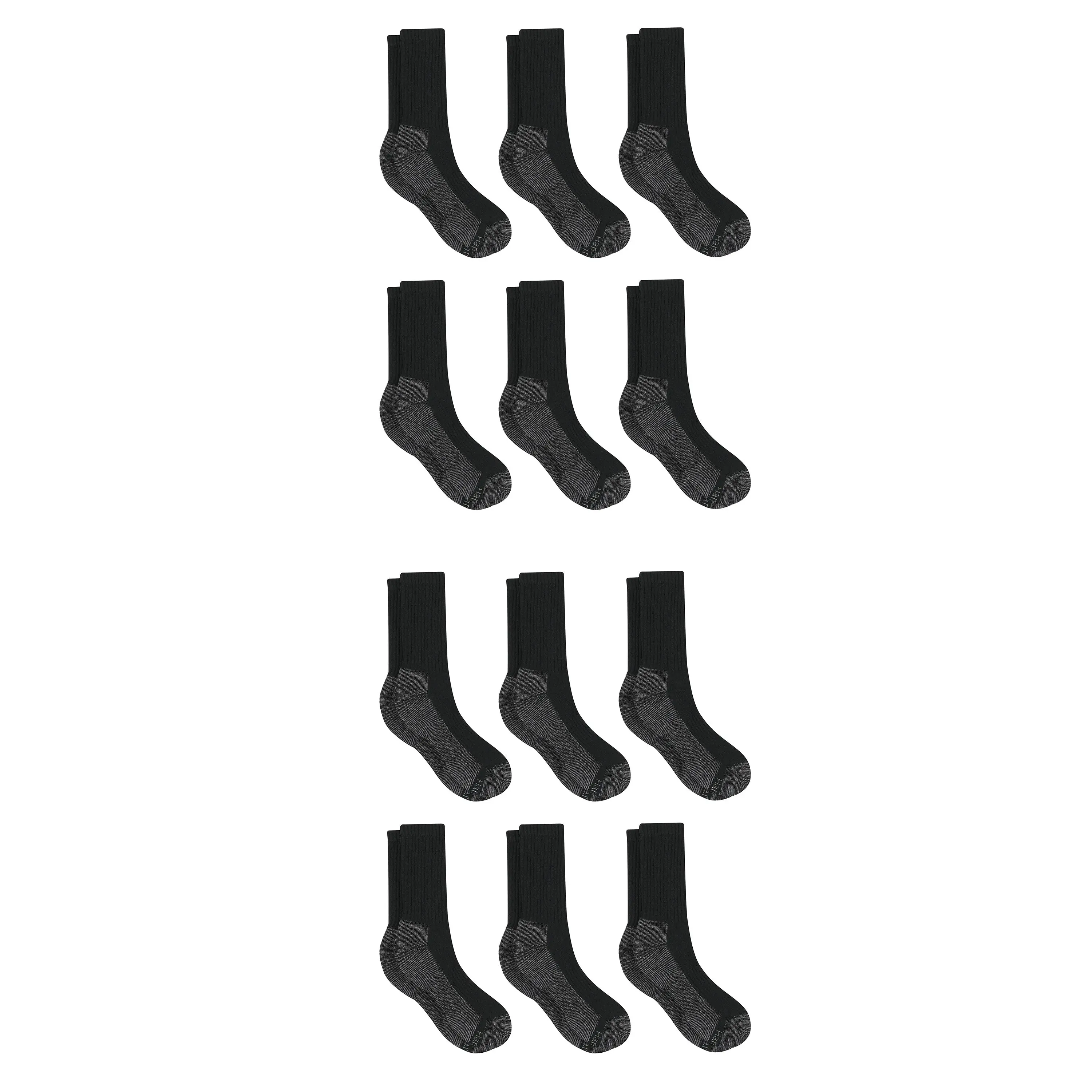 Hanes Work Men's Socks Pack, 12-Pack, Moisture-Wicking Double-Tough