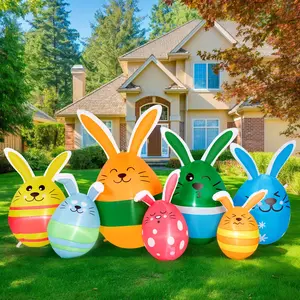 CAMULAND Easter Inflatables Outdoor Decorations 6.8FT Blow Up Easter Eggs Decor with Built-in LED Lights, Inflatable Outdoor Decorations for Lawn, Yard, Garden & Home