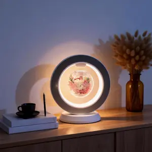 EVERCUTE Floating Preserved Rose Lamp with LED Night Light, Eternal Flower in Clear Acrylic Sphere, Romantic Bedroom Bedside Decor, Luxury Gift for Girlfriend Wife Mom, Valentine’s Day Birthday Anniversary Gift fake flowers for outdoor bouquet ribbon