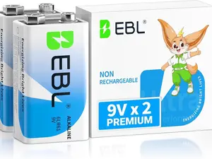 EBL 9 Volt Batteries 4/8/12 Pack, 9V Batteries Non-Rechargeable Alkaline Power Ultra Long Lasting with 7 Year Shelf Life