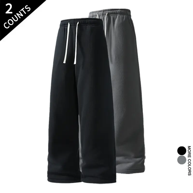 2 Pack Men's All Season Sweatpants Comfy Drawstring Loungewear Pants