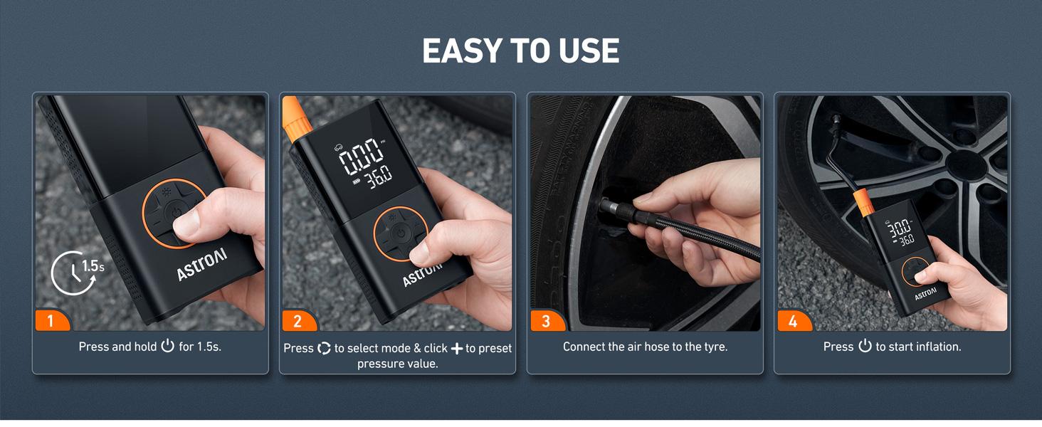 AstroAI L7 Tire Inflator Portable Air Compressor,150 PSI Cordless Car Tires Air Pump with LED Lights&Pressure Gauge,Auto Shut-Off - Tire Pump for Auto,Motorcycle, Bicycle, Ball AstroAI L7 Tire Inflator Portable Air Compressor,150 PSI Cordless Car Tires Air Pump with LED Lights&Pressure Gauge,Auto Shut-Off - Tire Pump for Auto,Motorcycle, Bicycle, Ball
