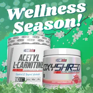 EHPlabs OxyShred 33 Serve Pre Workout + Acetyl L-Carnitine 100g Stack |  Pre Workout & Metabolism Support Stack | Unflavoured L-Carnitine Powder | Supports Energy Production, Focus & Daily Performance | Vegan Friendly