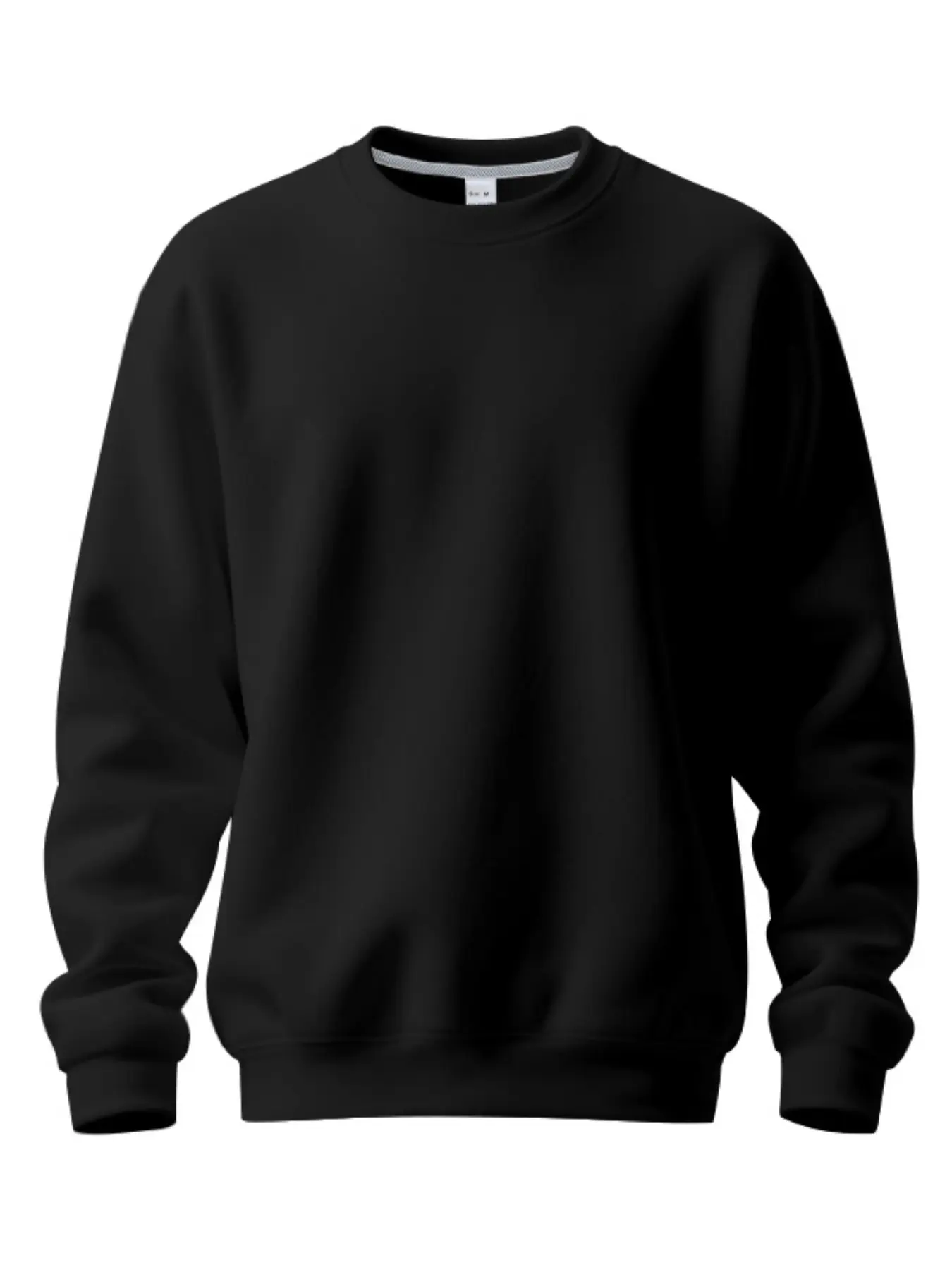 Men's Winter Fleece Lined Loose Fit Classic Round Neck Casual Plain Solid Color Commuter Plus Size Long Sleeve Pullover Hoodless Sweatshirt, Comfortable and Stylish Tops