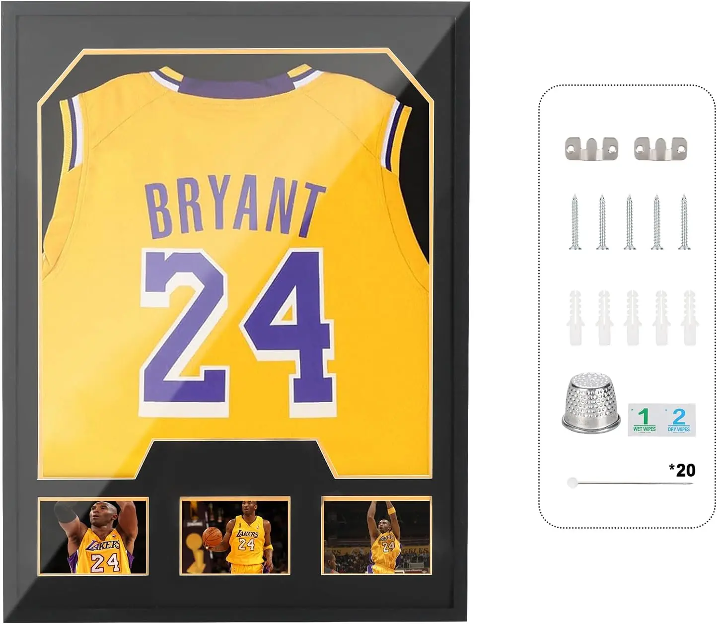 Jersey Frame Display Cases, Jersey Frame with Picture Slots, Jersey Shadow Box Display Case, 98% UV Protection, Football, Basketball