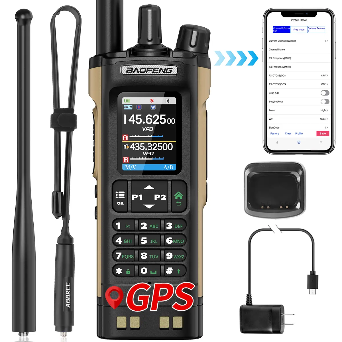 BAOFENG Radio UV 32 Handheld Ham Radio 10W Rechargeable Walkie Talkies with GPS NOAA Weather Radio ,APP Programming Copy Frequency