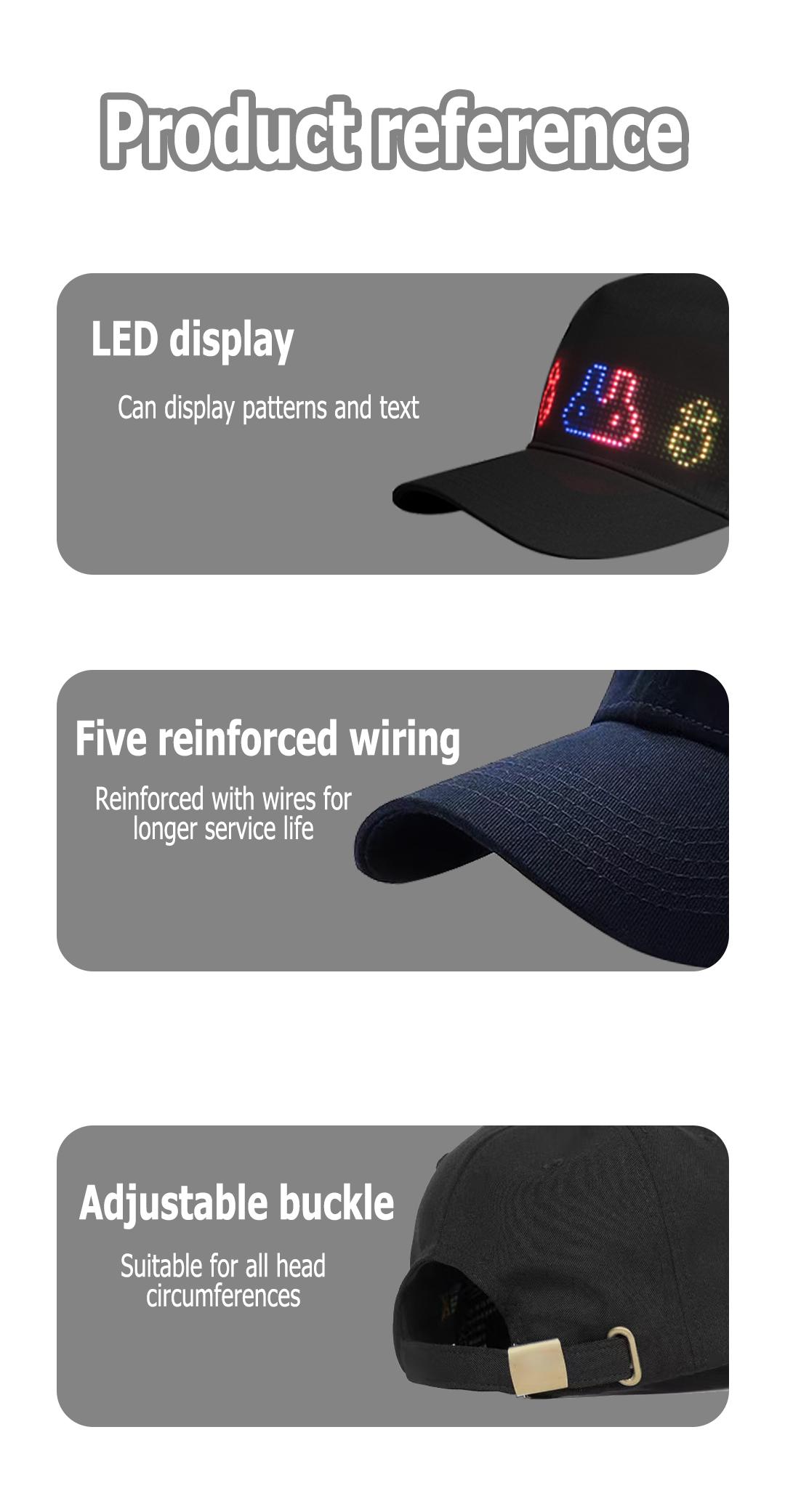 Rayforces Brand New LED Scrolling Hat, 16x32 Full Color Display Hat with Bluetooth App for Custom GIF Picture Text Removable LED Display for Christmas Party Club Outdoor Bar - Fireworks