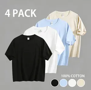 4-Pack Premium Essential Crop Tees Minimalist Heavyweight Cotton Cropped Crew Neck T-Shirts Casual Shortsleeve Basic Womenswear Crewneck Top