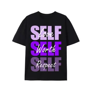 Purple Self-ish X 3 Purple Color Graphic T-Shirt Casual Streetwear Soft Tshirt Cotton