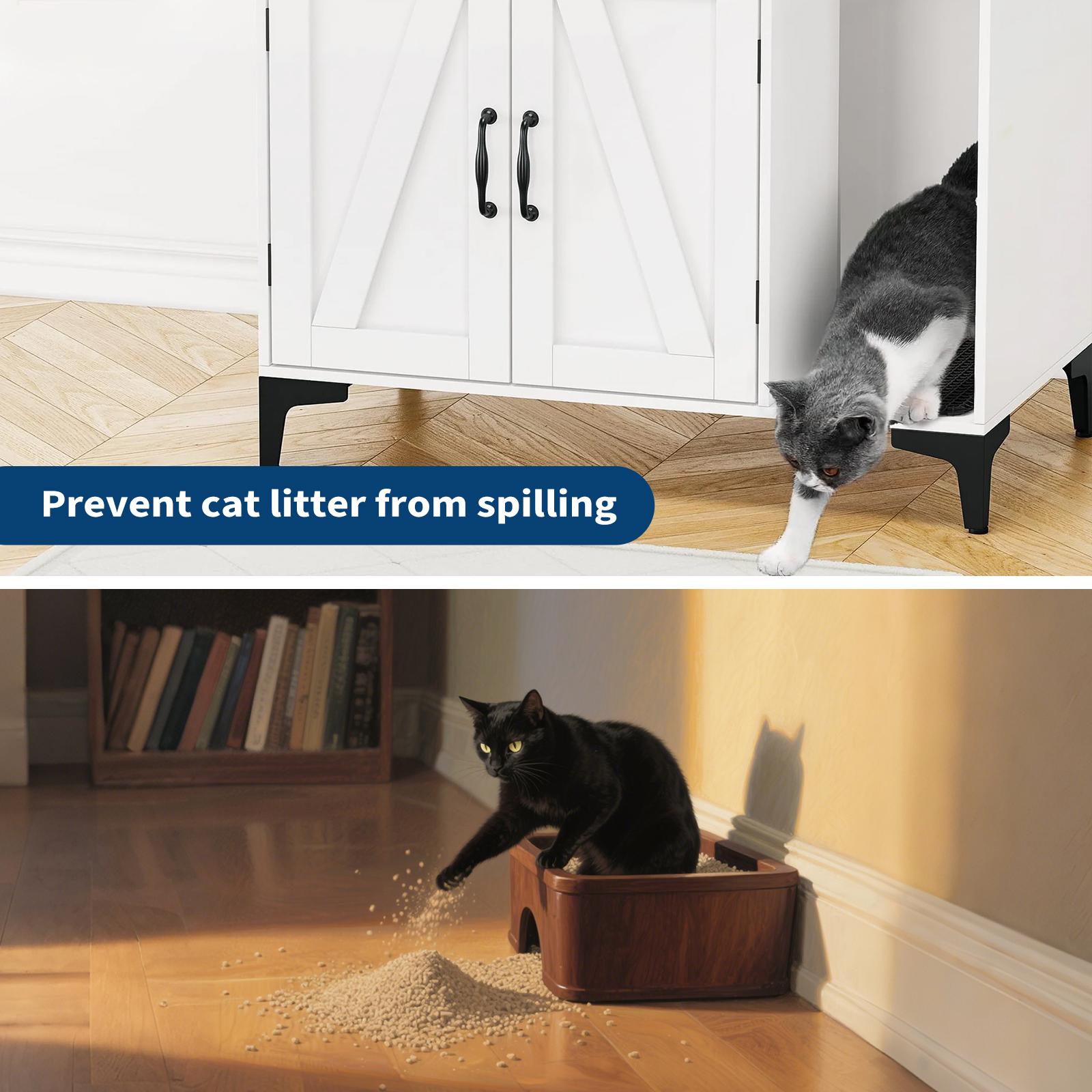 【GARVEE】Cat Litter Box Furniture,Hidden Cat Box Enclosure with Shelf Storage, Wood Sturdy Cat Washroom Storage, Indoor Cat House Furniture - White 【GARVEE】Cat Litter Box Furniture,Hidden Cat Box Enclosure with Shelf Storage, Wood Sturdy Cat Washroom Storage, Indoor Cat House Furniture - White