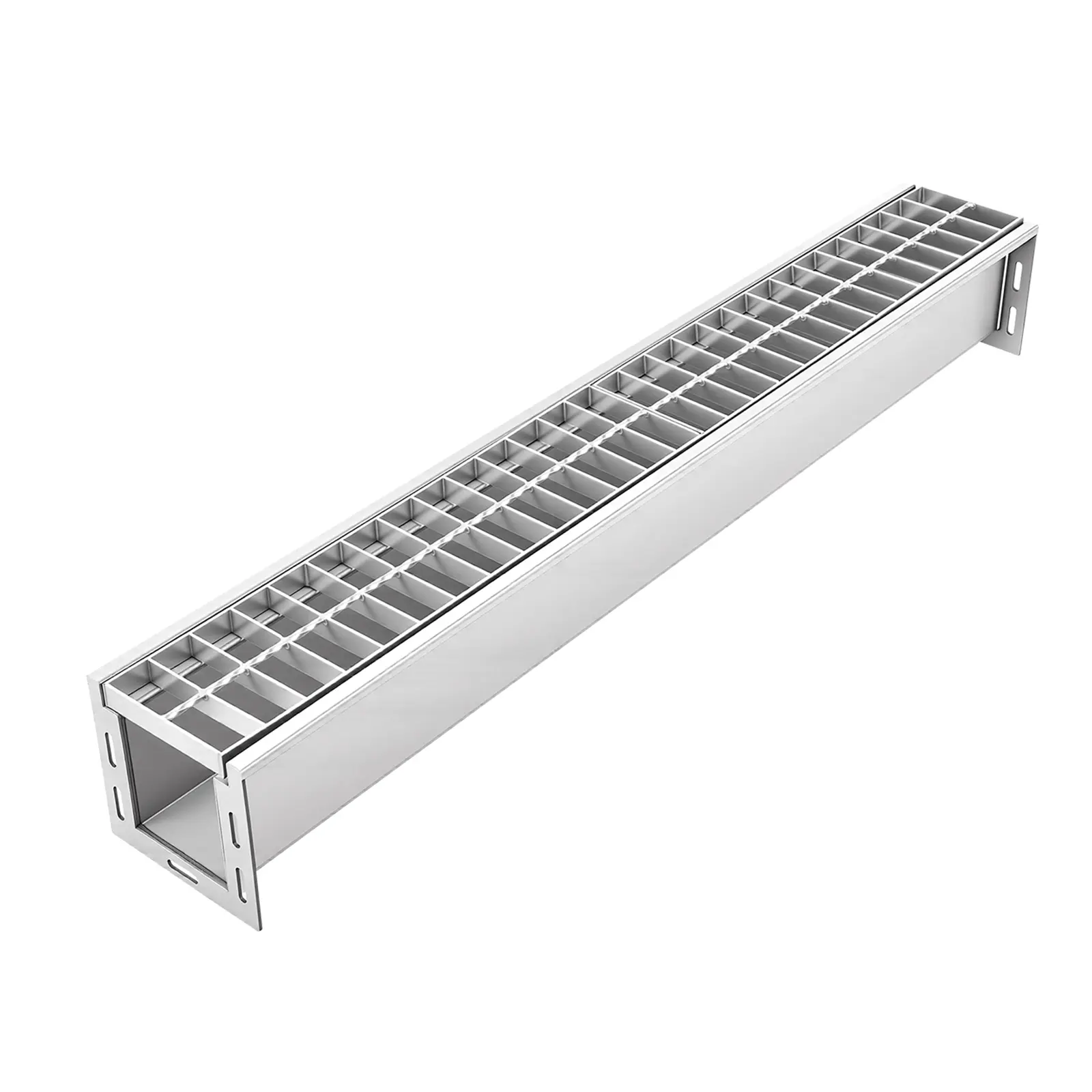 VEVOR 304 Stainless Steel Trench Drain, 39.3x5.8x5.5in Deep Channel, Galvanized Steel Detachable Top, Maximized Opening, 3306lbs Load Capacity, Water Resistant, Clog Resistant Fast Flow, Easy Install/Clean, for Garage, Driveway, Concrete/Brick, Grate
