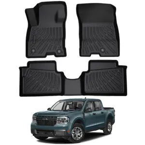 Canvcle Floor Mats Custom Fit for 2022-2026 Ford Maverick Hybrid All Weather TPE Black Front & 2nd Row Car Accessories