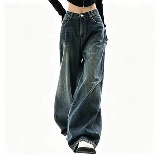 EMMIOL Jeans for Women Wide Leg Baggy Jeans High Waist Y2K Casual Loose Boyfriends Trousers Vintage Streetwear