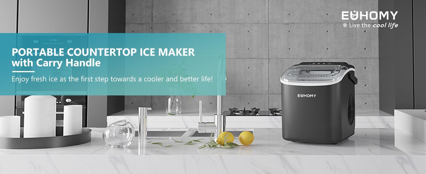 Countertop bullet ice maker with fast ice making and compact design