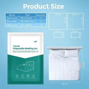 Disposable Bed Sheets for Hotel - King Size Travel Bedding Set, Includes Duvet/Comforter Cover, Pillowcases , Safe, Portable, Ideal for Travel and Hotels
