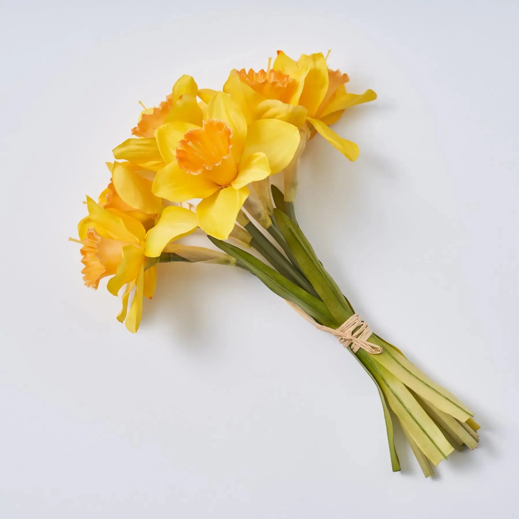 12-in Tall Decorative Yellow Silk Daffodil Artificial Flower Bouquet - 6 Wired Bendable Stems, Faux Plant, Fade Resistant Botanical Bundle for Home Indoor Display, Event Styling