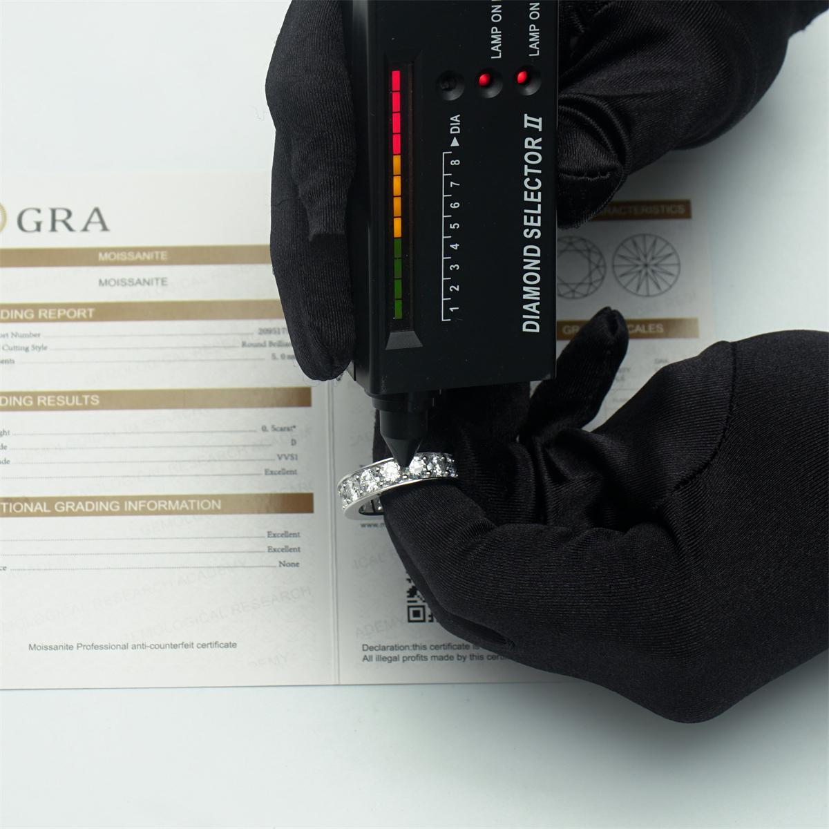 Delzzad Classic Eternity Ring Band Round VVS Synthetic Moissanite Ring Band S925 Engagement Wedding Ring Valentine's Day Christmas Gifts