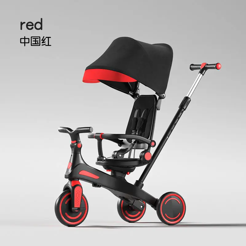 WINHOPE 6-in-1 Children’s Tricycle (Ages 1–6): includes a push handle, sun canopy, and quiet EVA wheels; offers push/push assist/ride modes; suitable for indoor and outdoor use; suitable for both boys and girls.