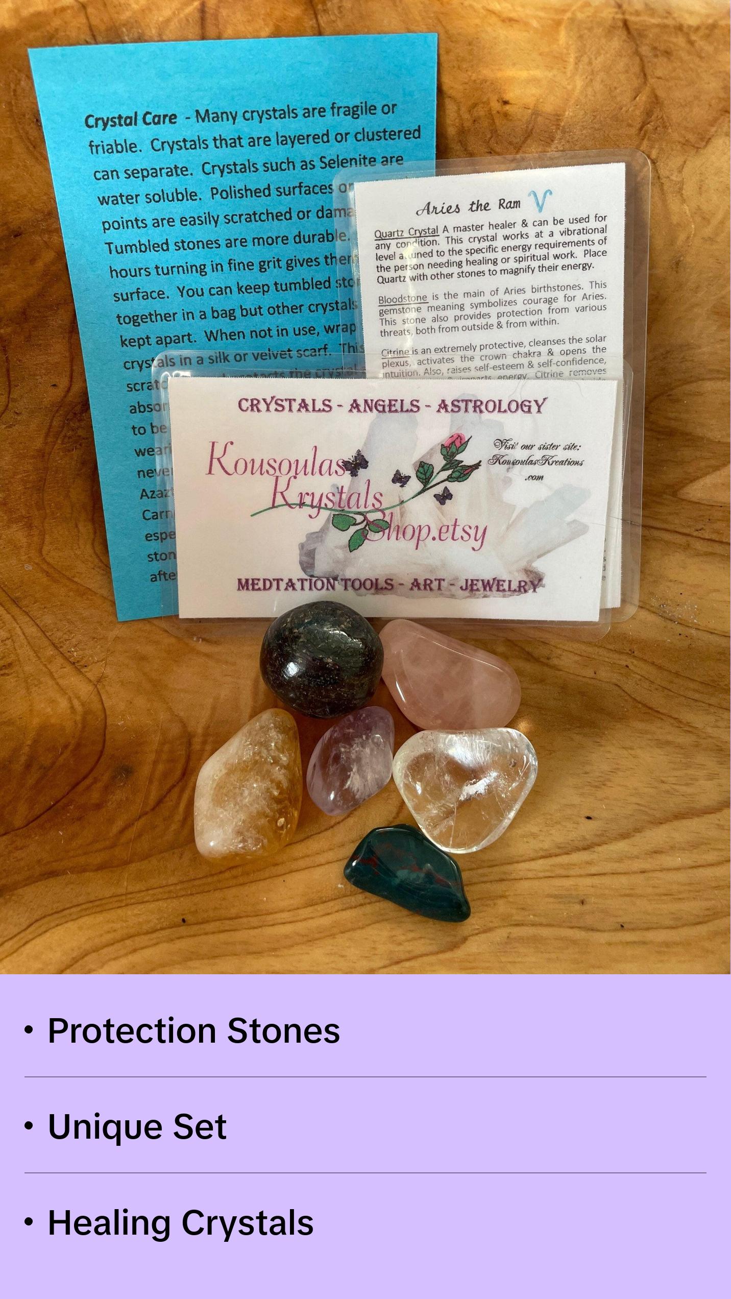 Aries crystal set of 6 crystal stones specifically for the Ram