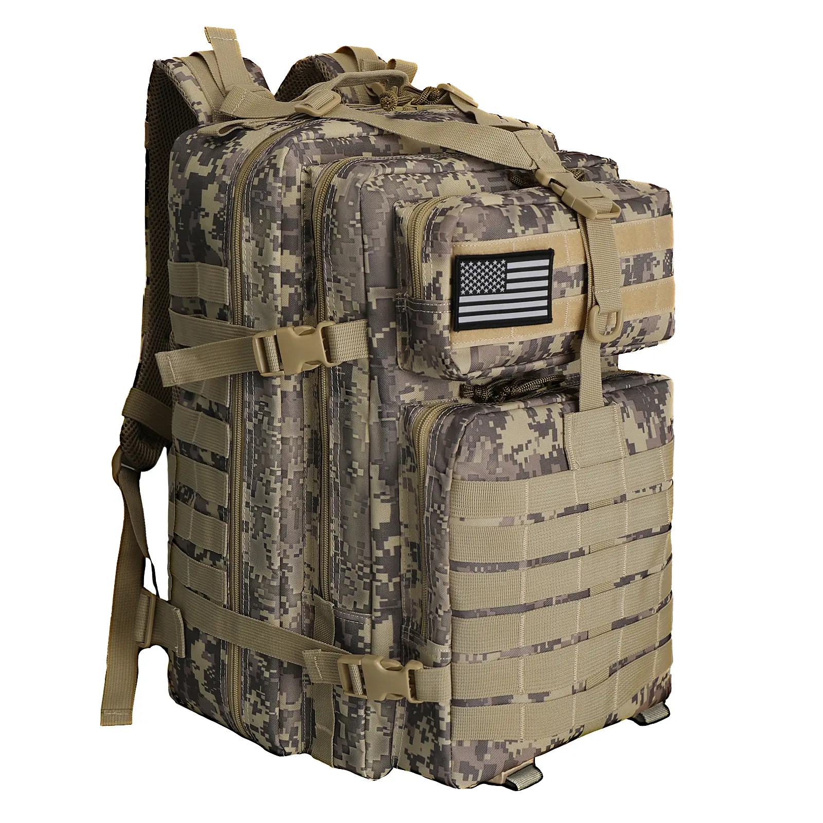 Waterproof 45L Tactical Backpack with MOLLE System and Laptop Sleeve, Large Multifunctional Rucksack for Outdoors, Hiking, and Everyday Carry,back to school,back to school shopping,travel essentials, On The Road