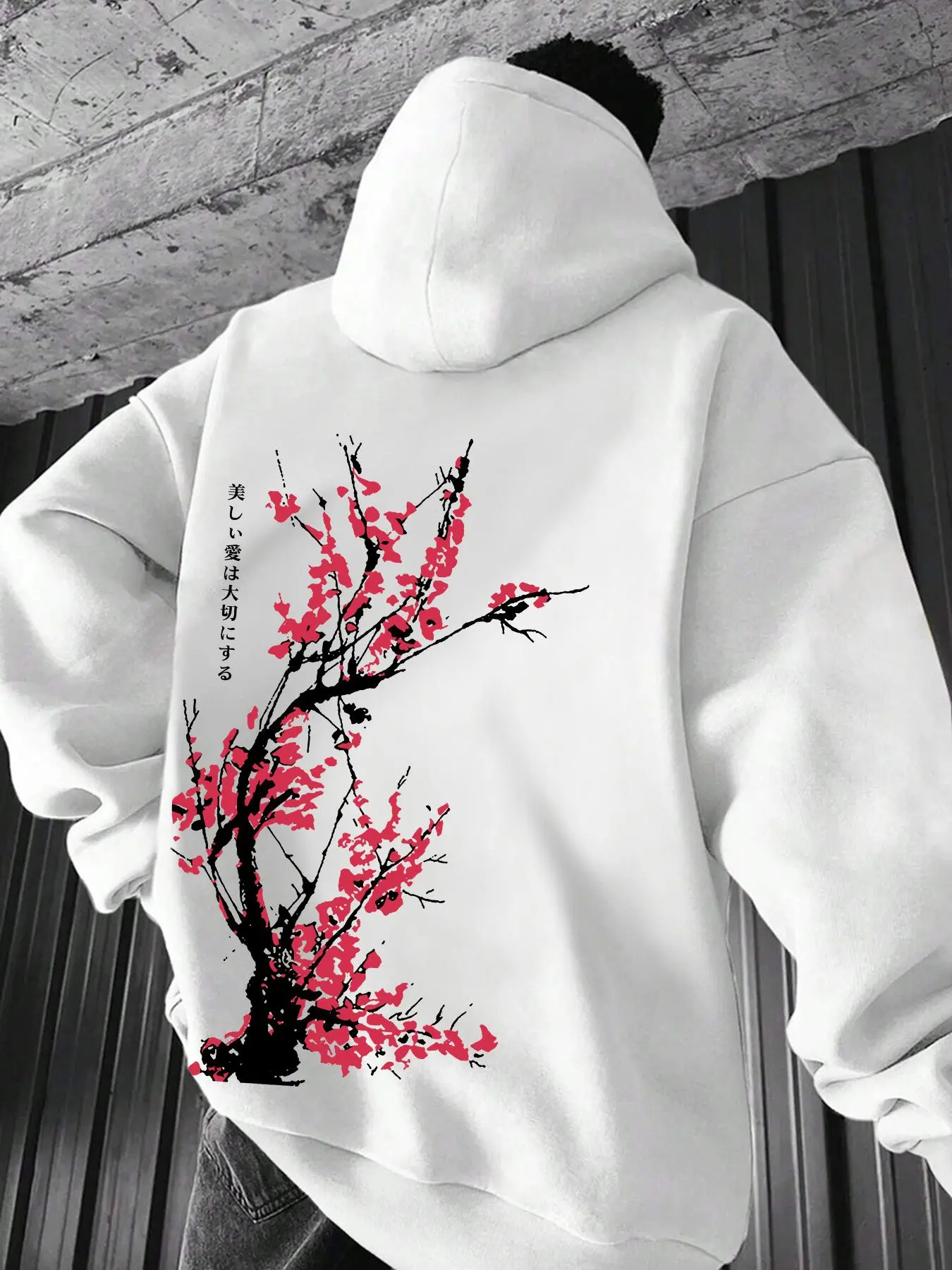 Men's Floral Print Drop Shoulder Hoodie, Fashion Casual Regular Fit Drawstring Pocket Hooded Sweatshirt for Daily Holiday Outdoor Wear, Men Clothes for Fall & Winter