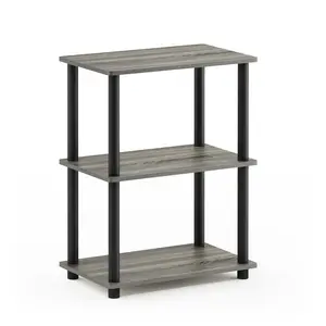 TURN-N-TUBE 3-Tier Corner Storage Shelf for Living Room, Garage, Home Office, French Oak Organizing Mdf
