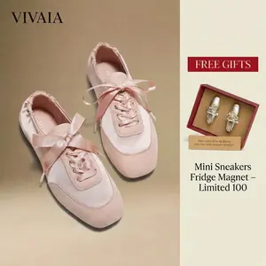 VIVAIA Women's Satin Square-Toe Ballet Sneakerina Sneakers, Adjustable Lace-Up Ballet Flats with 2 Laces,Wide Toe Box,Suede-Like Integrated Insole Machine Washable, Lightweight,Triple-Sole Comfort Balletcore, Wide Feet Friendly Ballet Sneakers(Cristina)