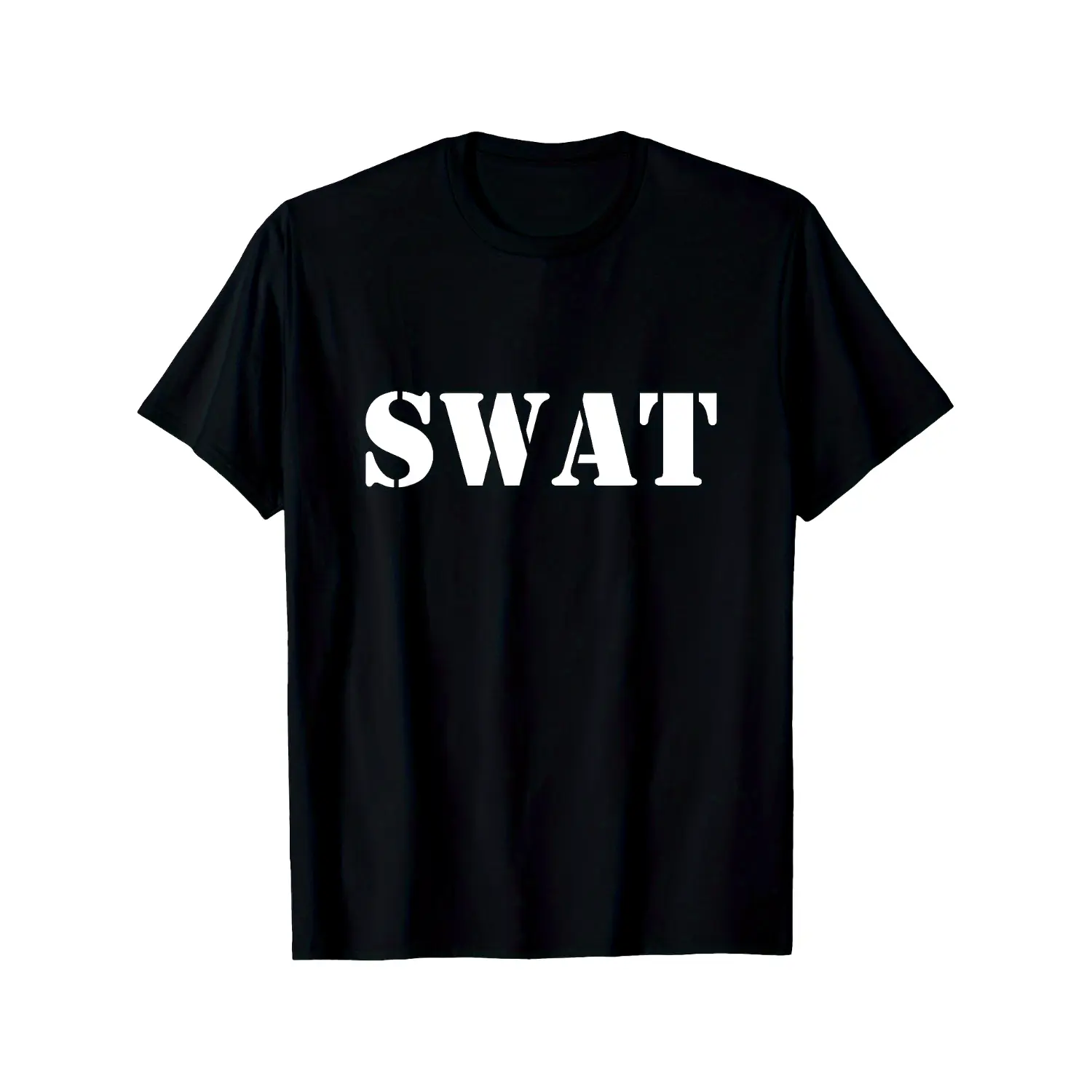 Fashionable and trendy T-shirts SWAT Team Shirt, Fun Police Costume For Adults T-shirt Comfortable, Casual Short Sleeve, Daily Wear, All Season, Black, Men 220g