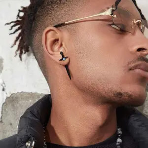 UURIEL Sword Earrings For Men Women, Stainless Steel Gothic Dagger Celtic Knot Irish Studs Earrings, Cool Punk Hip Pop Cubic Zirconia Dangle Goth Screw Spike Earring Jewelry