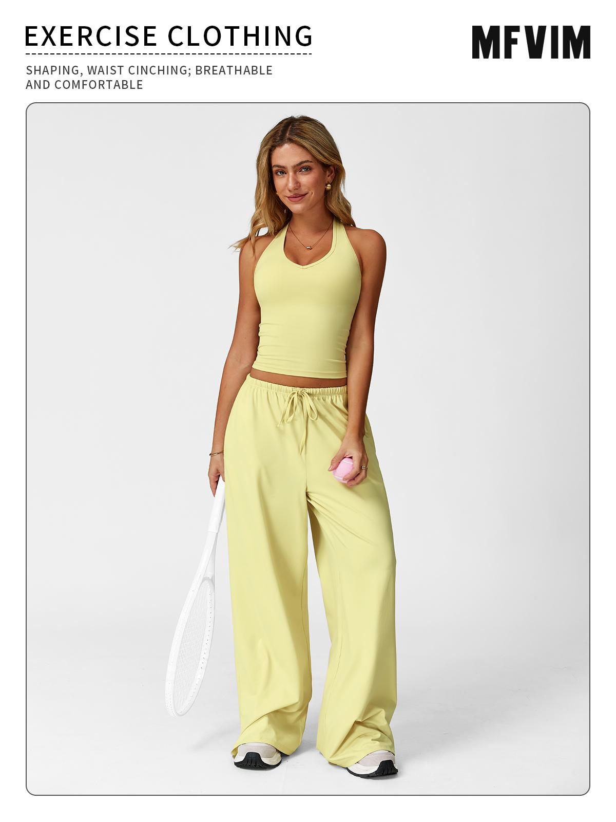 MFVIM Women's Fitness Suit 2 Piece High Waisted Pants With Padded Stretch Sports Bra Set Fitness Clothing solid sportswear athletic tracksuits sport outfit activity sporty Breathable SpringStatements