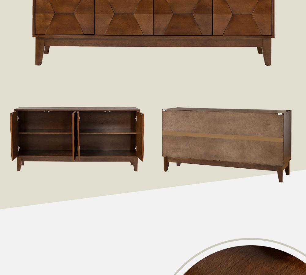 Hulala Kamu 60'' Sideboard: Stylish Storage Solution, Modern Sideboard, with 4 Doors, 2 Shelves, Solid Wood Legs, versatile storage, solid and manufactured wood, On-trend color palettes, for your living room or dining space