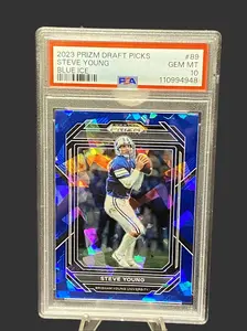 2023 PANINI PRIZM DRAFT PICKS STEVE YOUNG BLUE ICE 89/99 PSA GEM MT 10 Graded Sport Card
