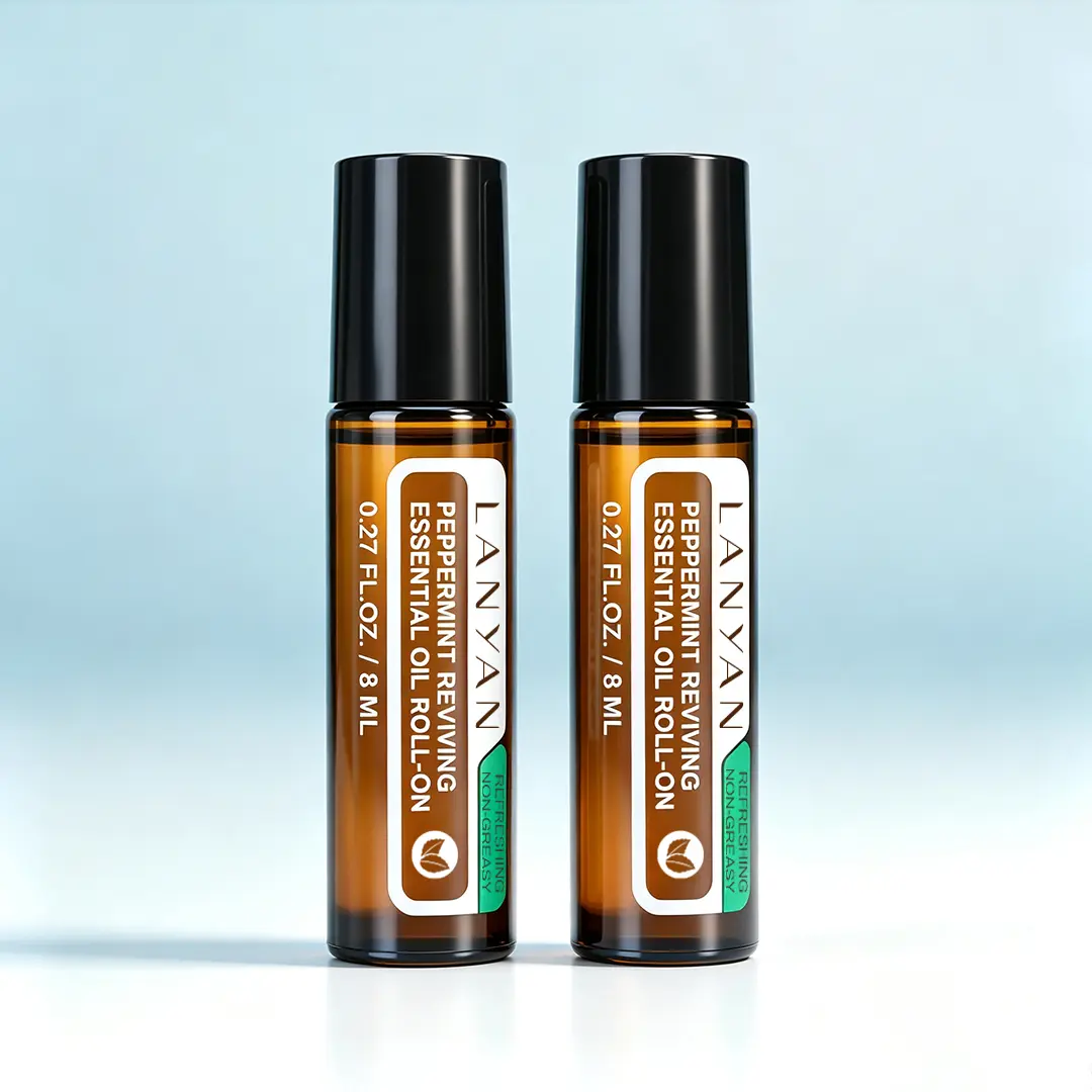 LANYAN Breathe Essential Oil Roll On – Natural Peppermint Oil & Jojoba Oil for Skin – Refreshing Aromatherapy Essential Oil Roller to Support Clear Breathing, Focus & Revitalization